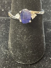 .925 Sterling Silver Ring with Genuine Brilliant Blue Sapphire 2.68ctw Size 9