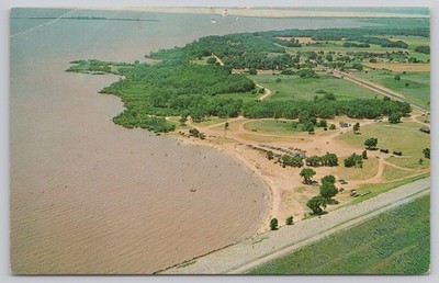 Alva Oklahoma, Great Salt Plains Lake Aerial View OK Postcard 
