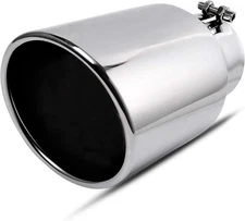 AUTOSAVER88 4 Inch Inlet Exhaust Tip 4" Inlet 6" Outlet 12" Long Tail Tip Silver