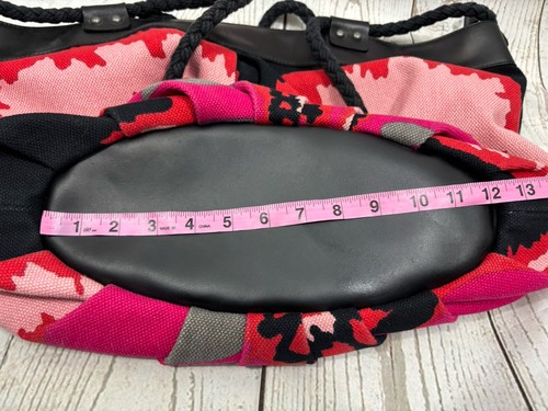 Missoni Large Canvas Tote Bag Multi Colored Abstract Floral Leather Trim - Picture 9 of 17