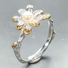 women ring Natural Pearl Ring 925 Sterling Silver Size 7 /R460453