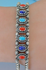 Carolyn Pollack Southwest Sterling Silver Multi-Stone Cuff Bracelet
