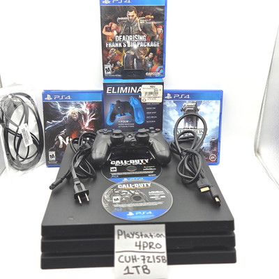 SONY PS4-PRO BUNDLE- CUH-7215B-1TB-5-games one controller w/ Mod pack 10ft usb B
