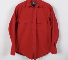 Vintage USA Made Woolrich Chamois Shirt Mens Medium Red Button Up Long Sleeve