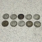Lot Of (10) Mercury Dimes 1937-1945 90% Silver