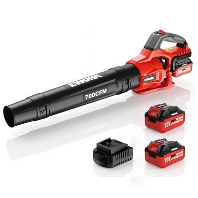 EWORK 20V Cordless Leaf Blower, Heavy Duty 700CFM 200MPH Electric Leaf Blower