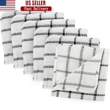 Set of 6 Cotton Dual Purpose Dishcloths Soft Scour Side Kitchen Cleaning New
