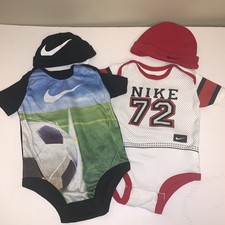 Nike Infant Boys Sets Size 3-6 Months - 2 Sets Short Sleeve Snap Shirts And Hats