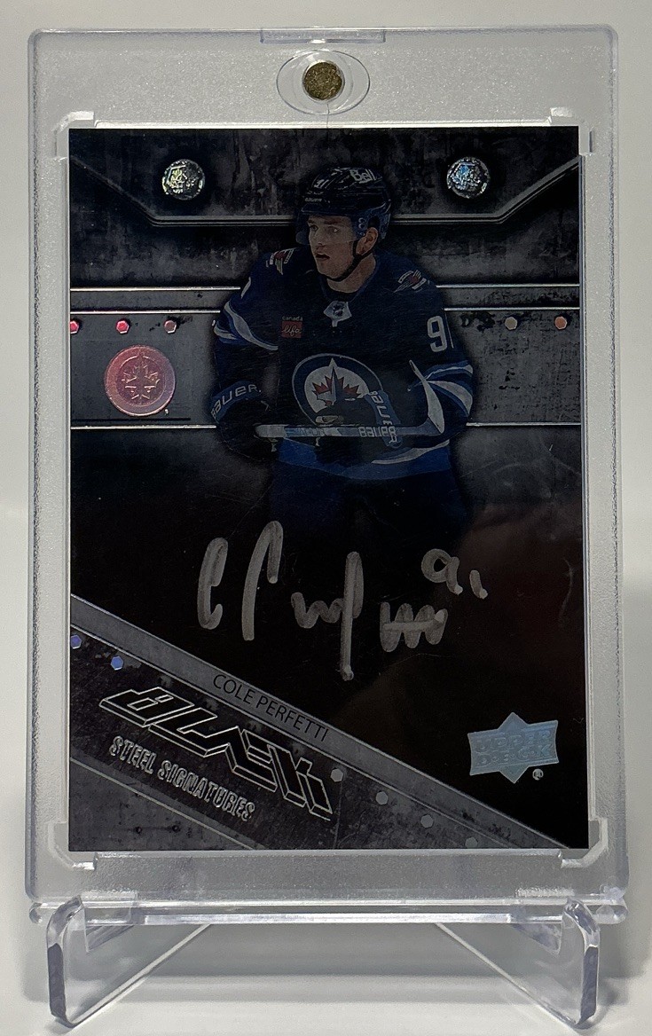 Upper Deck 2023-24 SPx Steel Signatures Cole Perfetti ST-CP Auto Jets