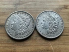 US Morgan Silver Dollars 2 coins circulated details Pre 1904 Lot W17