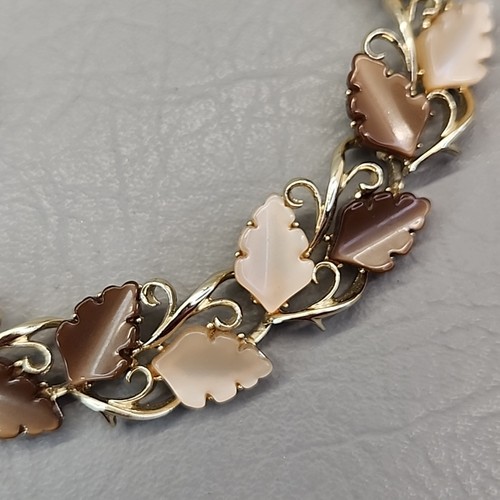 Collar Vintage Otoño Hoja Termoestable Marrón Beige Tono Dorado Otoño 16" - Imagen 7 de 13