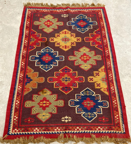 Vintage Traditional Handmade Beautiful Turkish Kilim Floor Rug Carpet 186x122 cm