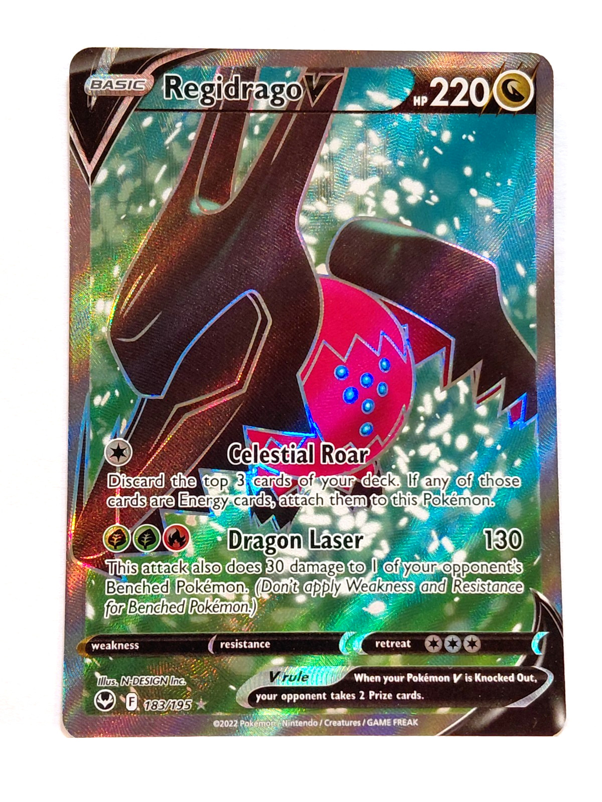 2022 POKEMON REGIDRAGO V 183/195 BASIC HOLO CARD