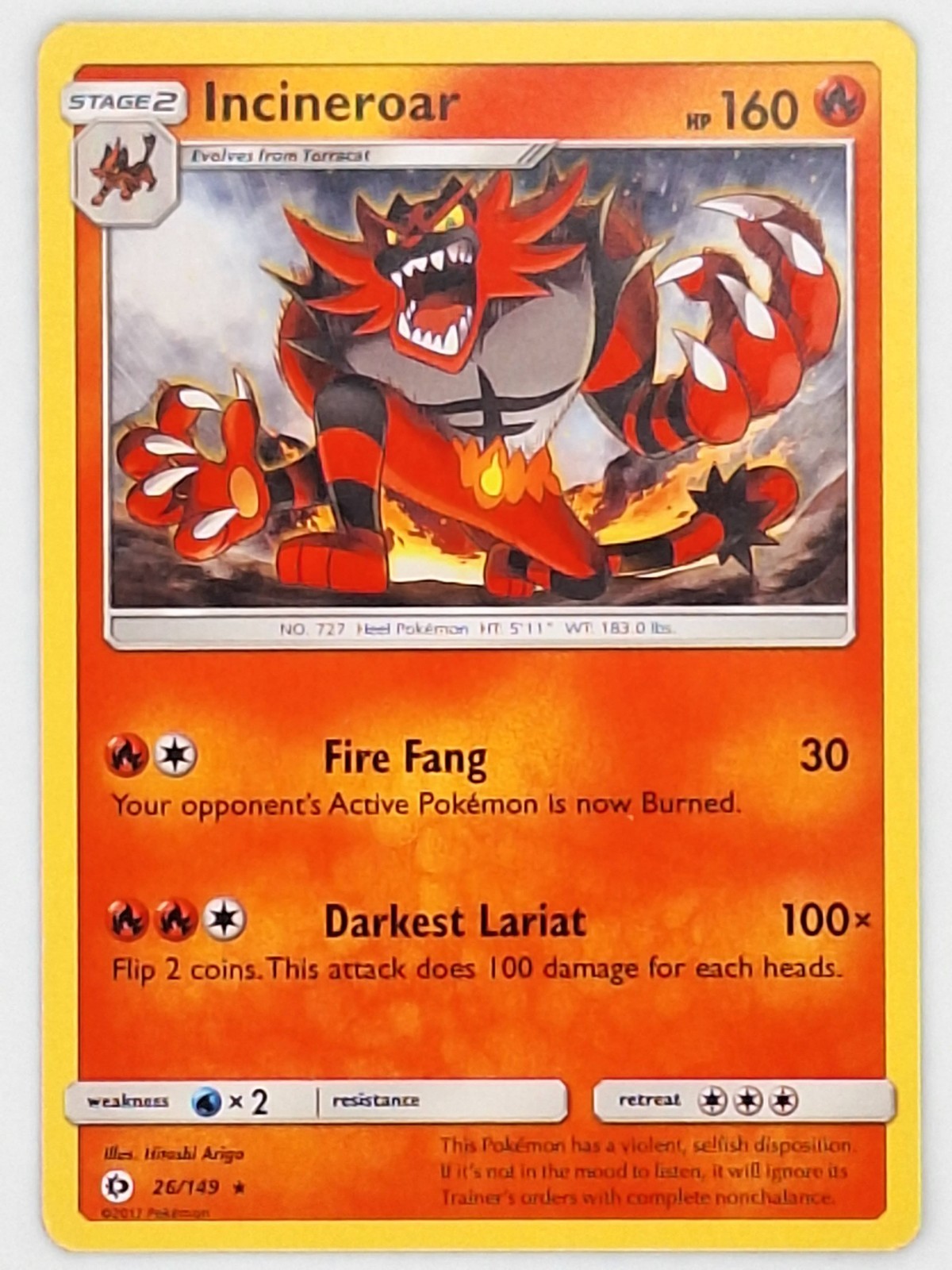 Incineroar 26/149 Pokemon - Sun & Moon MP
