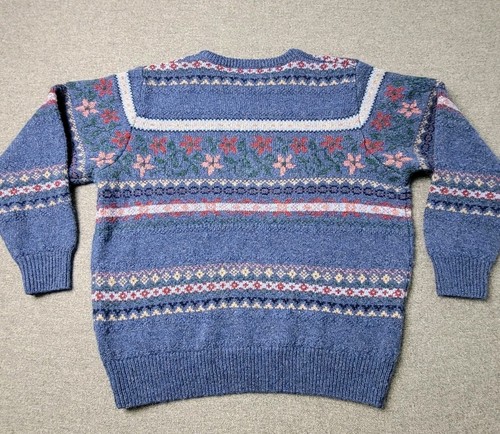 Brooks Brothers Vintage Herren Wollpullover Large Fair Isle Hong Kong blau geblümt - Bild 2 von 6