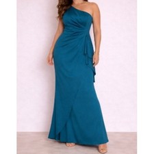 Eliza J Women's 10 One Shoulder Ruffle Cocktail Party Dress Teal Blue