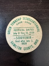 1959 Hamilton County Ohio Green Township Vintage Wooden Nickel Sesquicentennial 