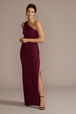 DB STUDIO ruched jersey one-shoulder women's dress bridesmaid Wine Color Size 4