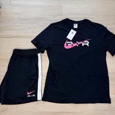 NEW Nike AIR Men's T-Shirt Shorts SET Black Pink Short Sleeve Size XL