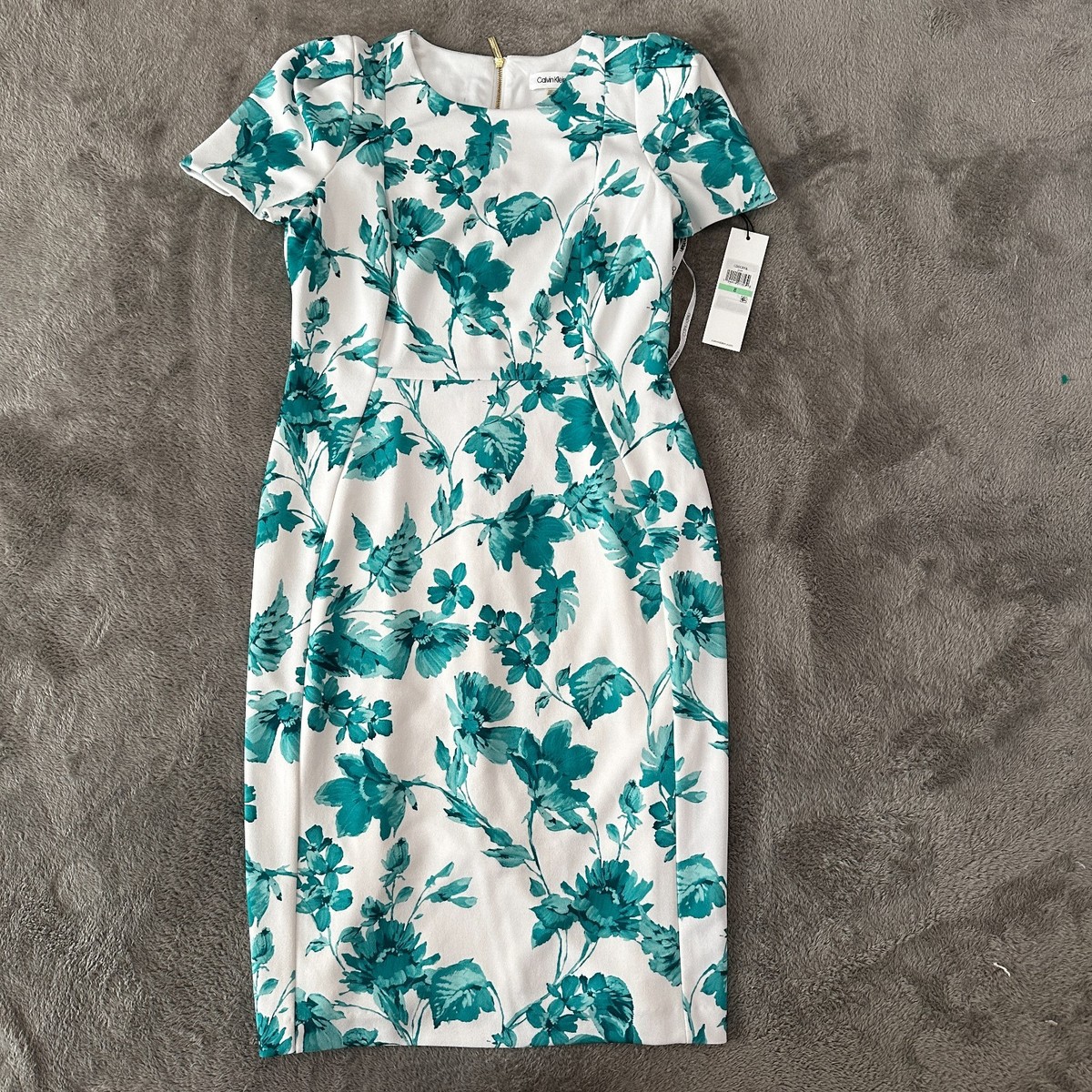 CALVIN KLEIN Jungle Print Short Sleeve Sheath Dress, Size 8 in Jungle Multi