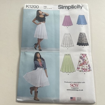 Simplicity Schnittmuster Rock A-Linie Größe 8-20 ausgestellt ungeschnitten K1200
