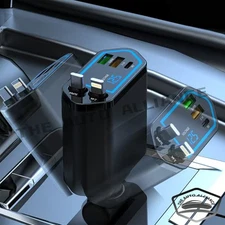 Retractable Car Charger 5in1 Fast Car Phone 16 Charger 120W USB Type C Cable lot