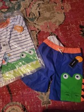 NEW NWT Gymboree boys 6 alligator rash guard top shorts swimwear stripes pool