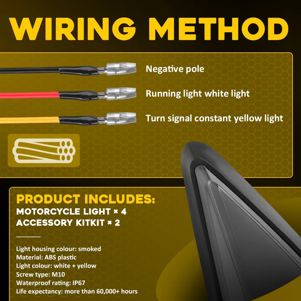 4X Luz intermitente indicadora de señal de giro LED blanca/ámbar para motocicleta montaje empotrado Foto 2 de 4