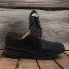 Salvatore Ferragamo Black Leather Loafer Laced Dress Shoes Size 7.5D