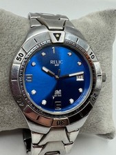 Men’s Relic Wet ZR11586 Silver Tone Quartz Date Watch New Battery
