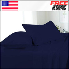 Premium California King Waterbed Sheets, Egyptian Cotton Attached Sheet Set Blue