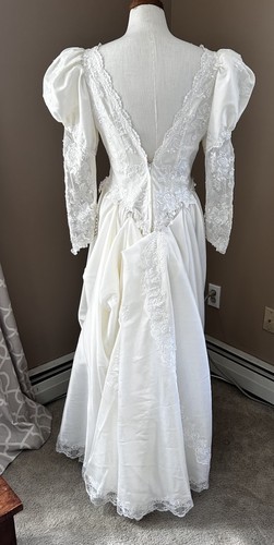 Vintage Gunne Sax Style 1980s Ivory Lace Wedding Dress -sz 6 - Picture 4 of 15