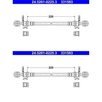 2X ATE BremsschlÄUche Hinten Passend FÜR Toyota Aygo Links+Rechts