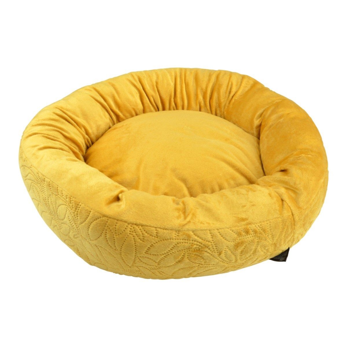 Coussin pour chien et chat Boho 50cm moutarde panier rond lavable