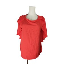 BiBi Red Flutter Sleeve Blouse Size S NWOT