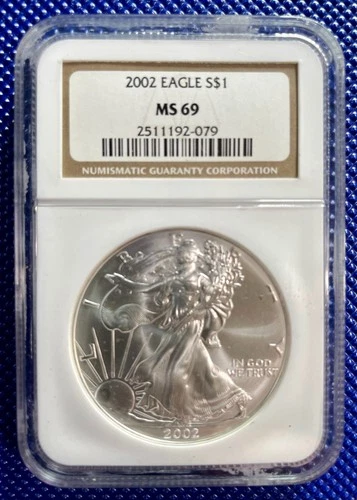 2002 ~ Silver Eagle S$1 ~ NGC MS69 ~ #2511192-079