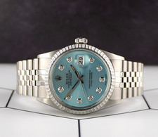 Rolex 36mm Datejust Steel Engine-Turned Ice Blue Dial Watch 16030 2