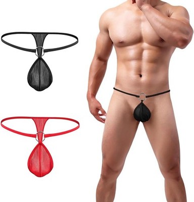 String Tanga Sexy Herren G-String mit O-Ring Mini Slips Mesh Thong Erotisch