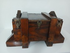 Baule Antico Legno Cassa Tecnica Militare Industriale 8 Chiusure a Molla Vintage