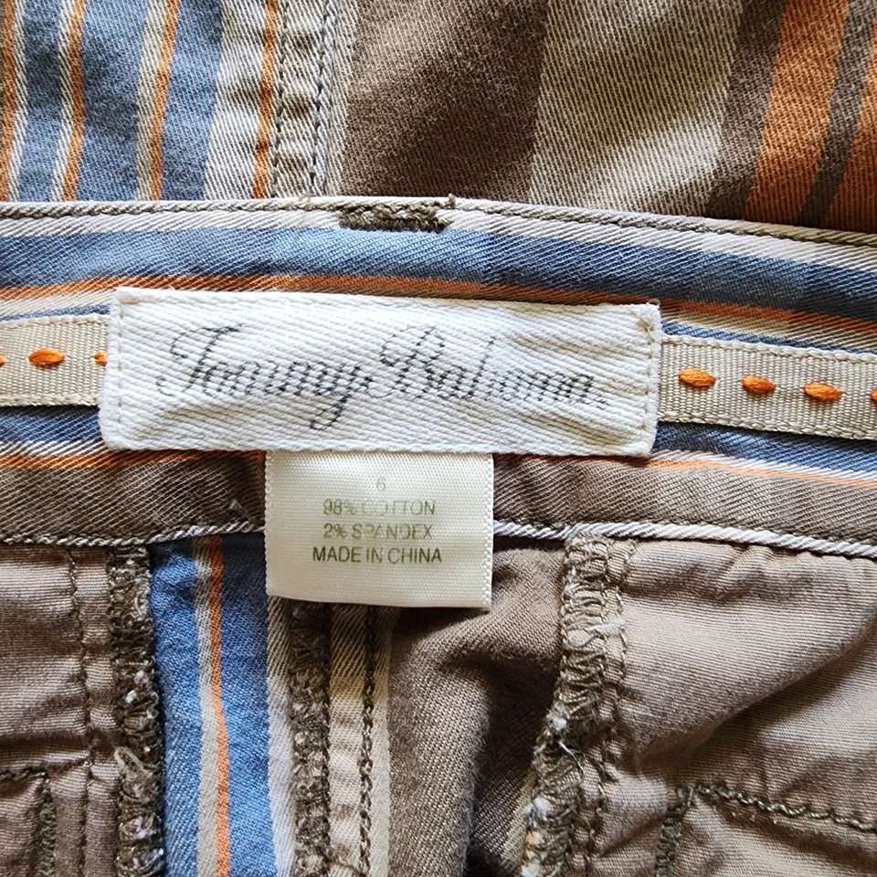Tommy Bahama Mujer 6 Cuadros Madrás Falda Marrón Naranja Azul Elástico Algodón Foto 4 de 4