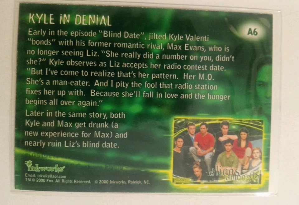 2000 Inkworks Roswell Season 1 Aliens Among Us Puzzle Kyle in Denial #A6 2n5 - Image 2 of 2