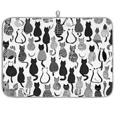 Cat Strip Print Animal Dish Drying Mat Keeping Dry Absorbent Drying Dishes Ma...