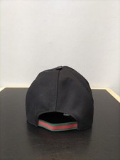 Cappellino da baseball Gucci linea Sherry ad incastro G nero verde rosso coto...