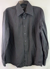 Hugo Boss Striped Button Down Long Sleeve Men Size 17.5 34/35