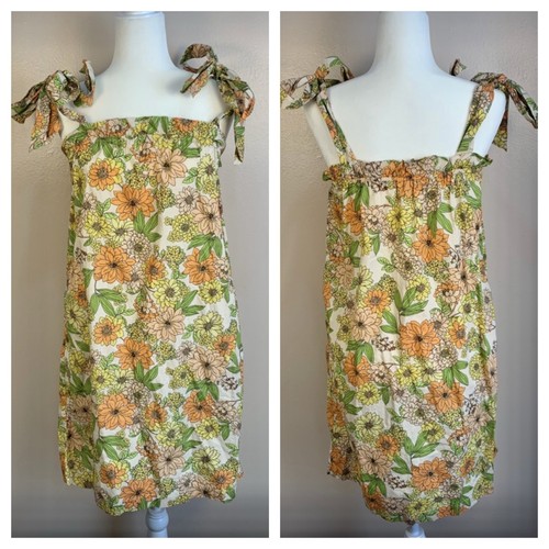 J.Crew Shoulder Tie Zinnia Floral Poplin Sunflower Sundress Yellow Multi S