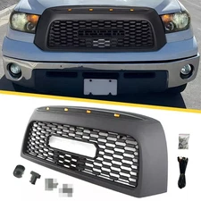 Black Front Grille Fits for Tundra 2007 2008 2009 with Led Light TSS Mesh Black