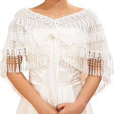 Women's Sheer Chiffon Shawl Wrap Bridal Wedding Capelet for Evening Dresses