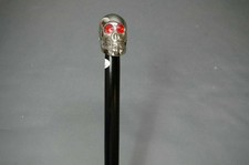 36'' Kong Silver Brass Skull Head Handle Victorian Wooden Walking Stick Cane