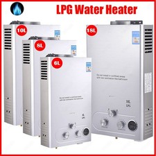 LPG Water Heater 8/10/12/16/18L Tankless Instant Hot Water Boiler +Shower Head