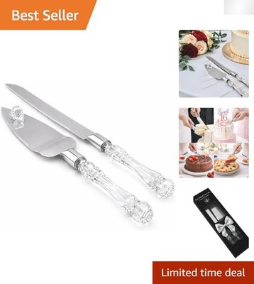 Stainless Steel Cake Knife and Server Set - Perfect for Weddings & Anniversaries